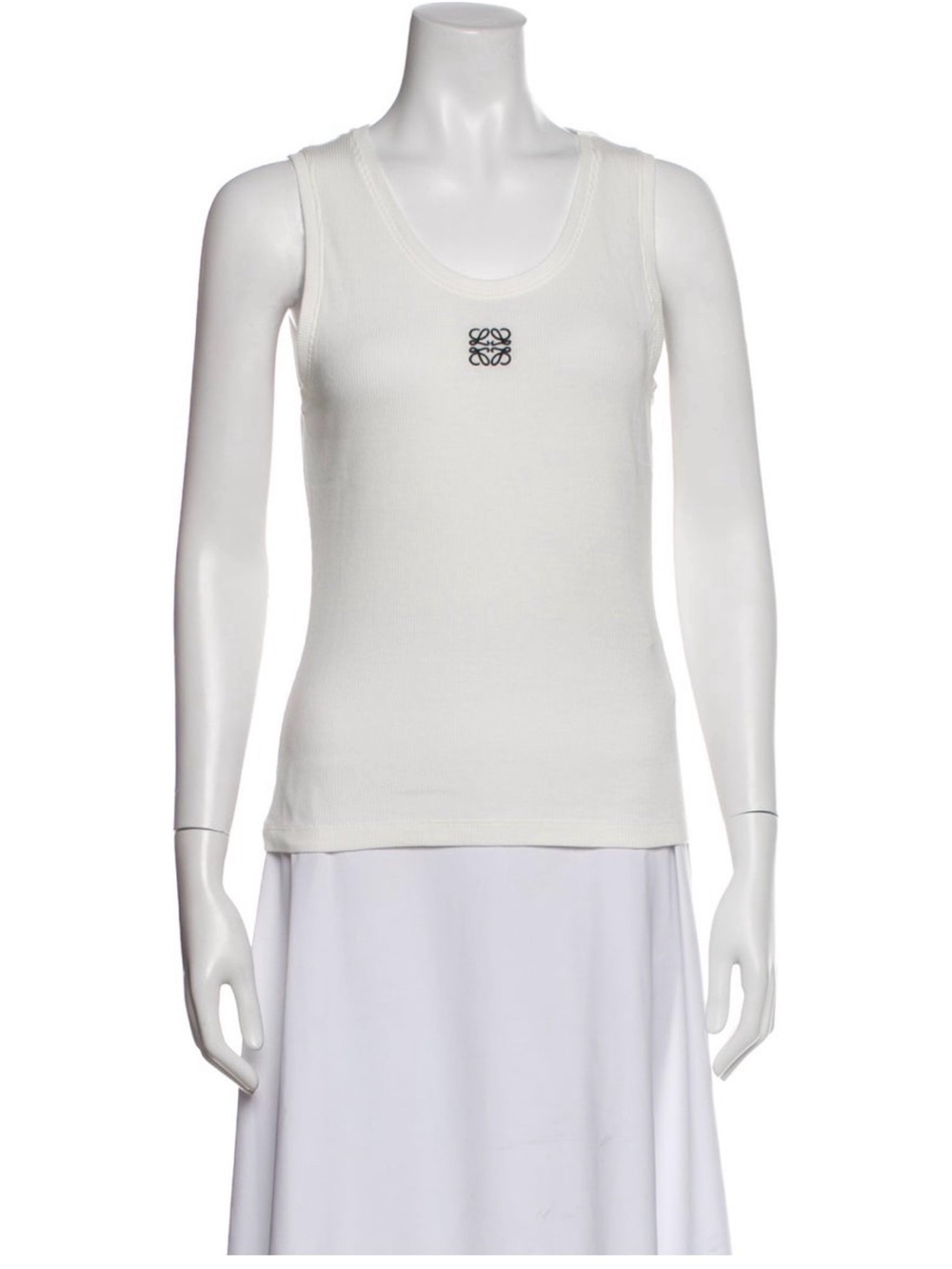Loewe Cream Ribbed Tank with Signature Anagram